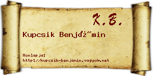 Kupcsik Benjámin névjegykártya