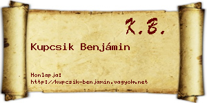 Kupcsik Benjámin névjegykártya